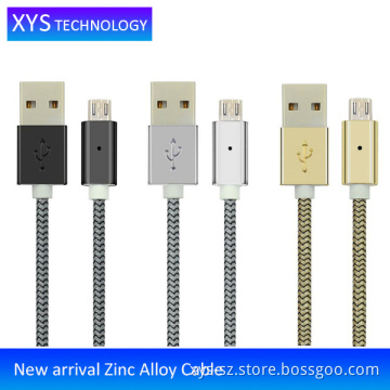 Zinc Alloy Nylon Braided Micro USB Charging Cable, Popular USB Cable Charger/